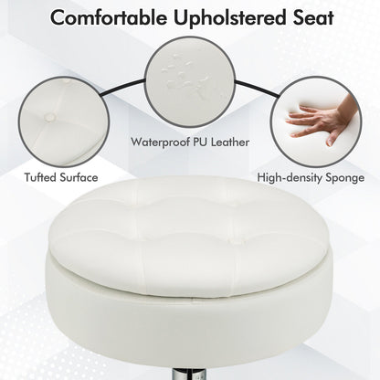 Adjustable 360° Swivel Vanity Stool With Removable Tray, White