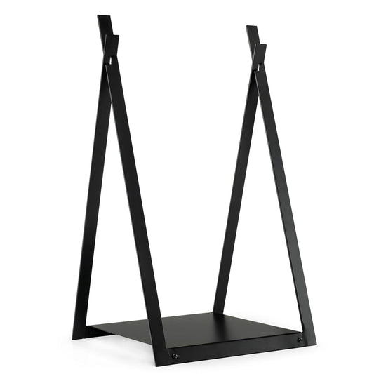 Triangle Firewood Rack with Raised Base for Fireplace Fire Pit, Black
