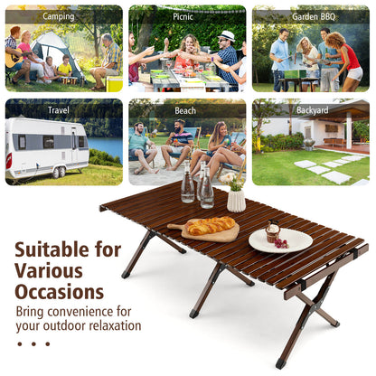 Portable Picnic Table with Carry Bag for Camping and BBQ, Brown - Gallery Canada