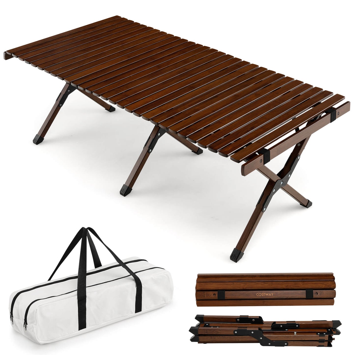Portable Picnic Table with Carry Bag for Camping and BBQ, Brown - Gallery Canada