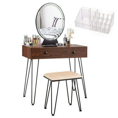 Industrial Makeup Dressing Table with 3 Lighting Modes, Walnut - Gallery Canada