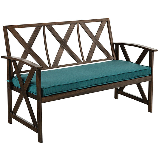 Outdoor Garden Bench with Detachable Sponge-Padded Cushion, Brown - Gallery Canada