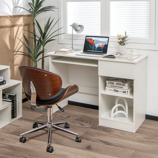 Wooden Computer Desk with CPU Stand, White - Gallery Canada