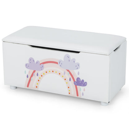 Kids Wooden Upholstered Toy Storage Box with Removable Lid, White - Gallery Canada