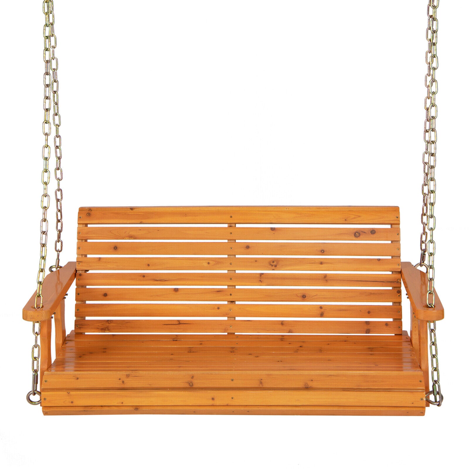 2-Person Wooden Porch Swing With Hanging Chains, Orange Porch Swings Orange at Gallery Canada