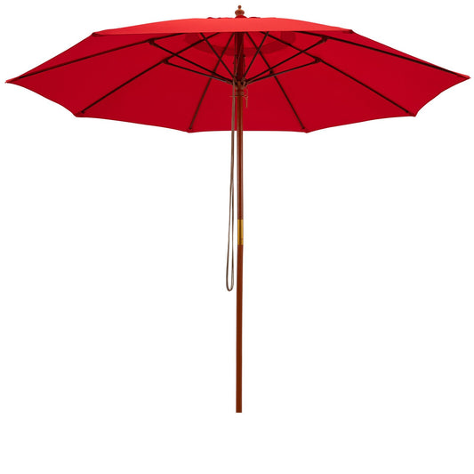 9.5 Feet Round Patio Umbrella, Fiberglass Ribs, Red