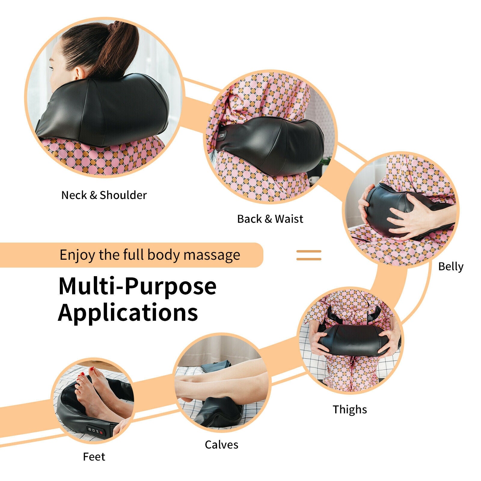 Shiatsu Neck Massager with Heat and Deep Tissue 3D-Kneading, Black Back Massager at Gallery Canada