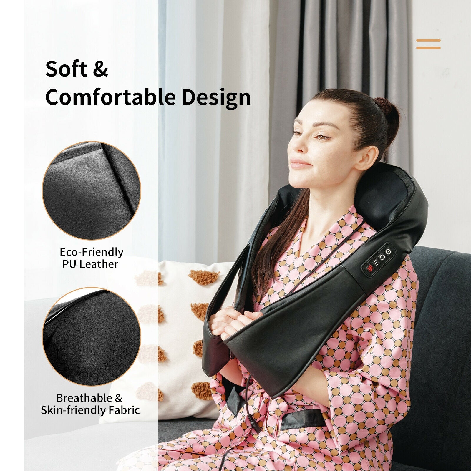 Shiatsu Neck Massager with Heat and Deep Tissue 3D-Kneading, Black Back Massager at Gallery Canada
