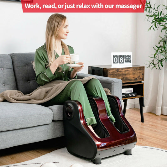 Shiatsu Foot and Calf Massager with Compression Kneading Heating and Vibrating , Red - Gallery Canada