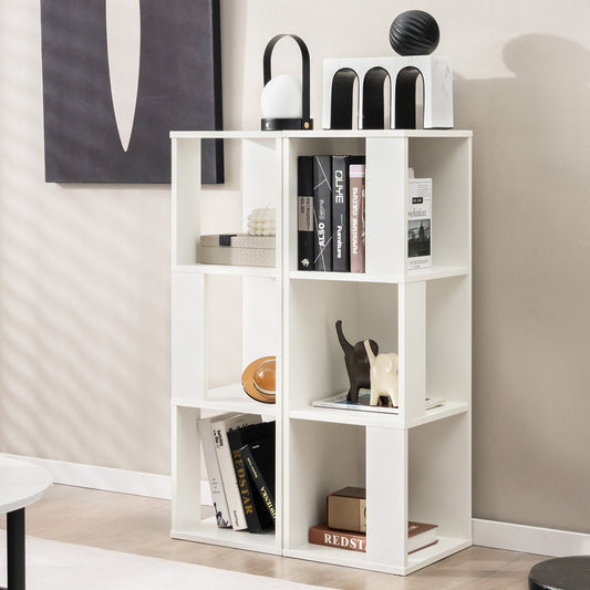 3-Tier 6 Cube Freestanding Bookcase with Anti-toppling Device, White - Gallery Canada