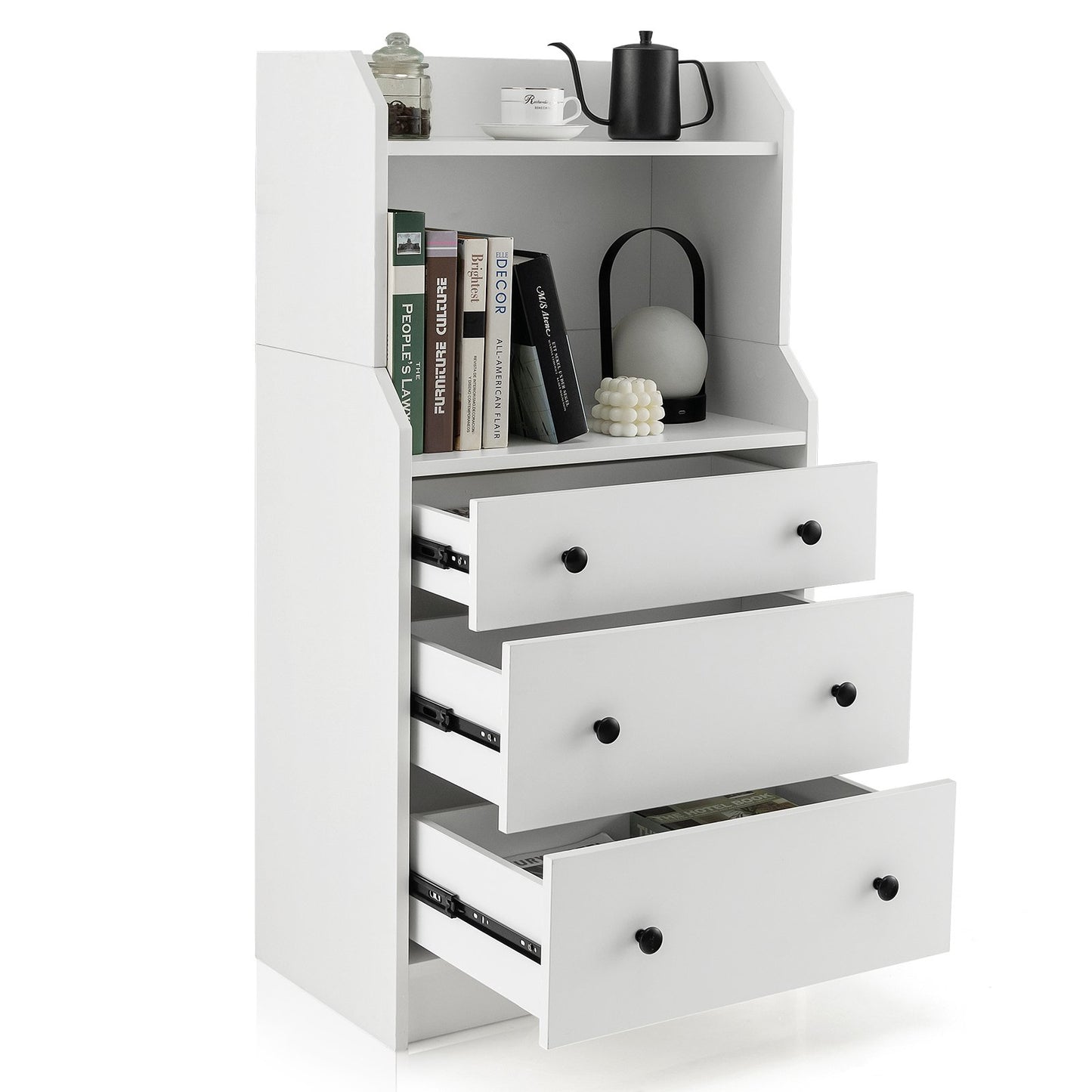 Modern Storage Dresser with Anti-toppling Device, White - Gallery Canada
