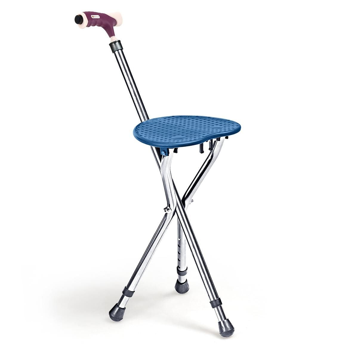 Lightweight Adjustable Folding Cane Seat with Light, Silver Walkers & Rollators Silver at Gallery Canada