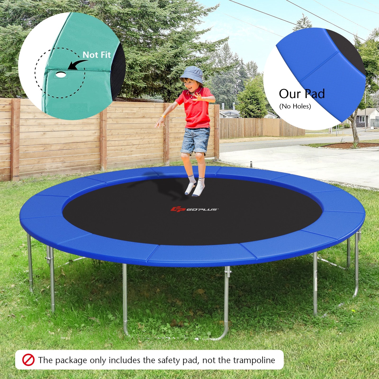 12 Feet Waterproof and Tear-Resistant Universal Trampoline Safety Pad Spring Cover, Blue Trampoline Accessories at Gallery Canada