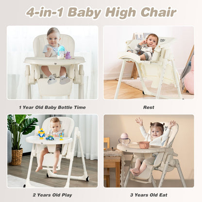 4-in-1 Baby High Chair with 6 Adjustable Heights, Beige at Gallery Canada