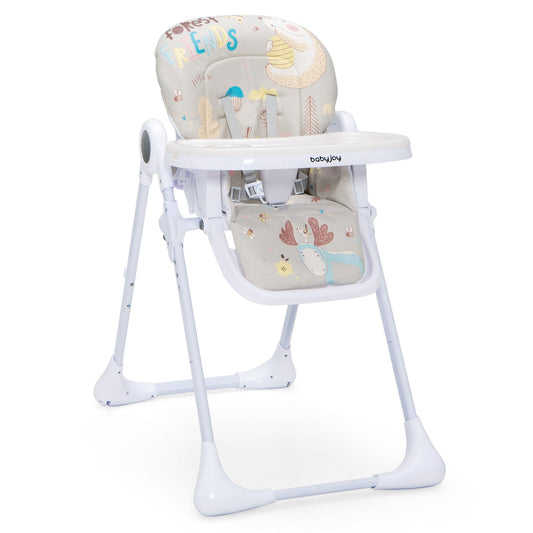 Baby High Chair Folding Feeding Chair with Multiple Recline and Height Positions, Gray - Gallery Canada