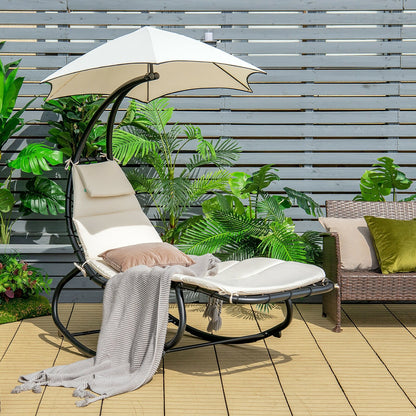 Hammock Chair with Shade Canopy and Built-in Pillow, Beige - Gallery Canada