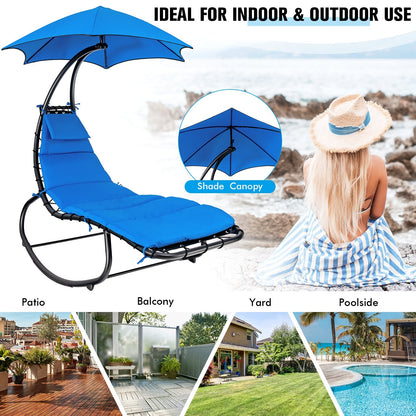 Hammock Chair with Shade Canopy and Built-in Pillow, Navy - Gallery Canada