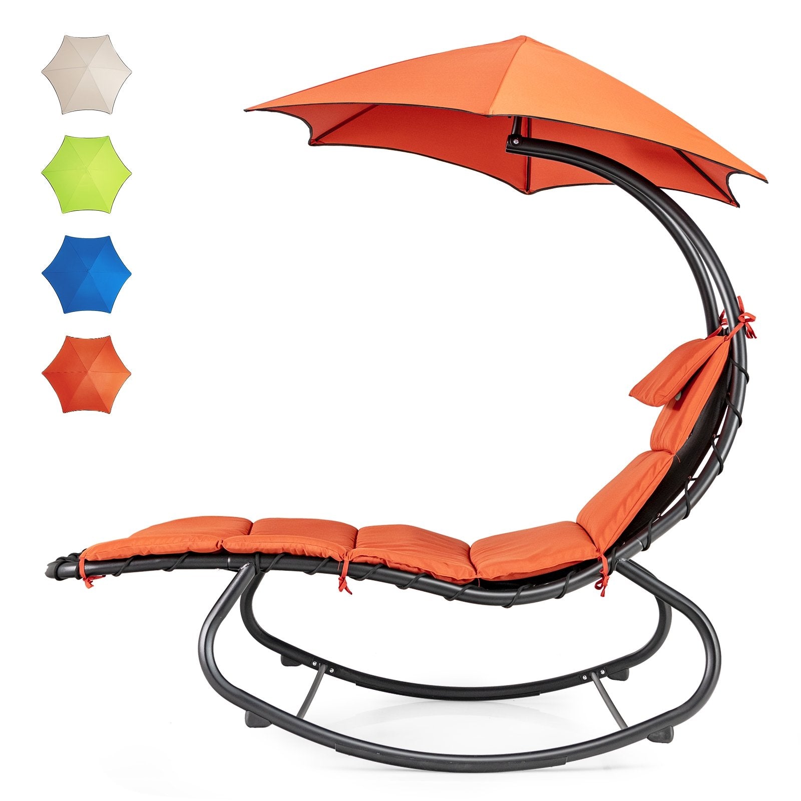 Hammock Chair with Shade Canopy and Built-in Pillow, Orange - Gallery Canada