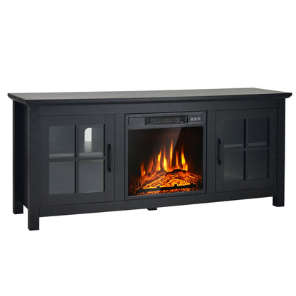 58 Inch Fireplace TV Stand, Remote, Fits 65 Inch TV, Black