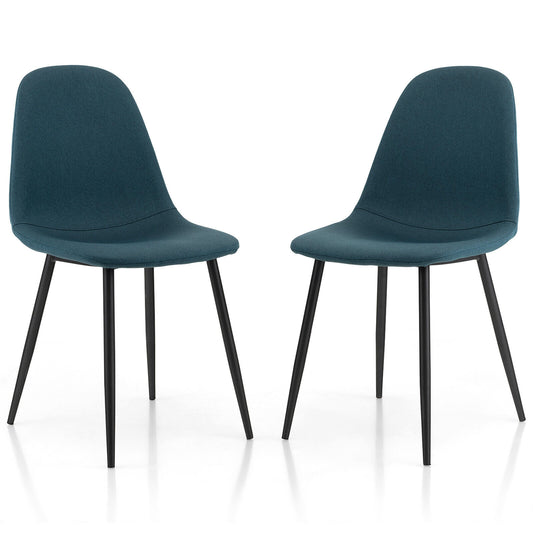 Set Of 2 Dining Chairs, Metal Legs, Black, Blue Dining Chairs Blue at Gallery Canada