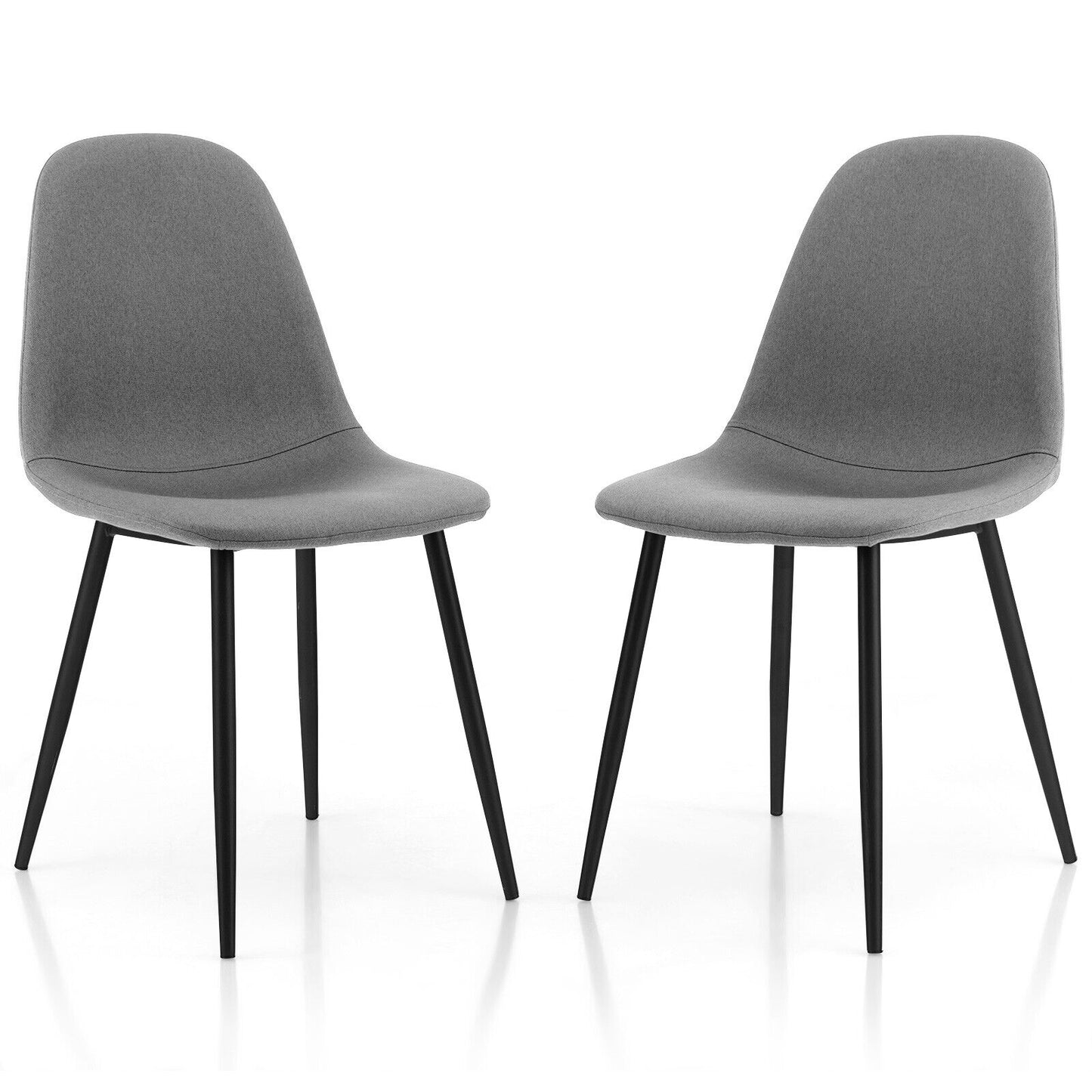 Dining Chairs Set of 2, Metal Legs, Gray, Black
