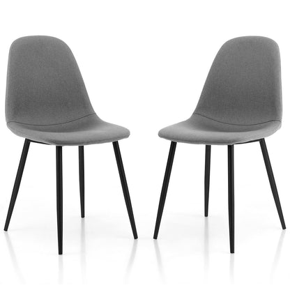 Dining Chairs Set of 2, Metal Legs, Gray, Black