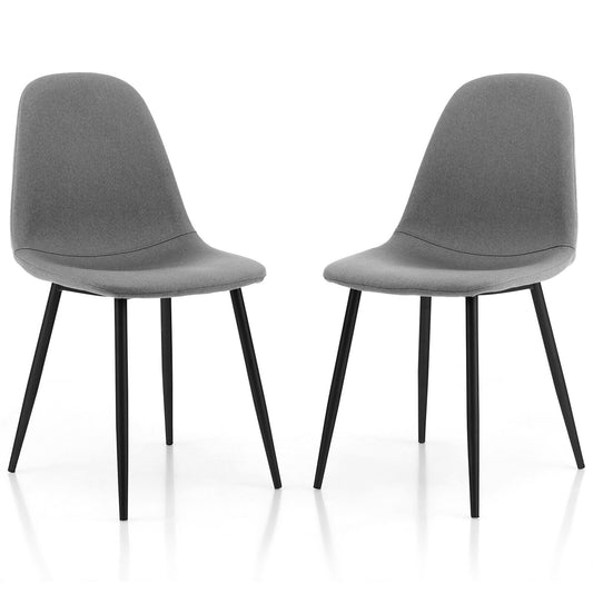 Dining Chairs Set of 2, Metal Legs, Gray, Black