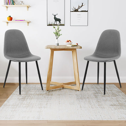 Dining Chairs Set of 2, Metal Legs, Gray, Black