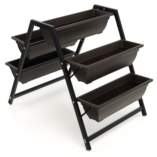3-Tier Vertical Raised Garden Bed, 5 Plant Boxes, Brown Raised Garden Beds Brown at Gallery Canada