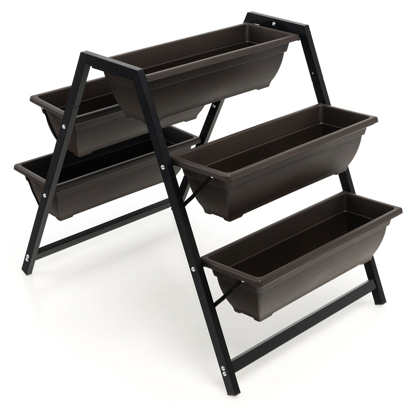 3-Tier Vertical Raised Garden Bed, 5 Plant Boxes, Brown Raised Garden Beds Brown at Gallery Canada