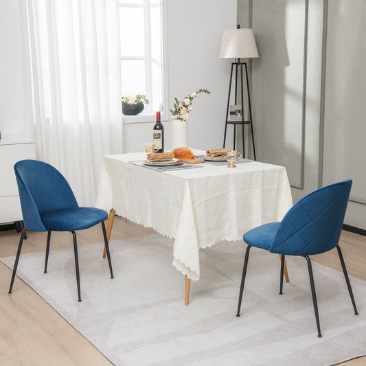 Set of 2 Upholstered Velvet Dining Chair with Metal Base for Living Room, Blue - Gallery Canada