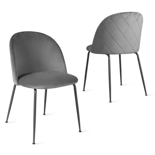 Set of 2 Upholstered Velvet Dining Chair with Metal Base for Living Room, Gray - Gallery Canada