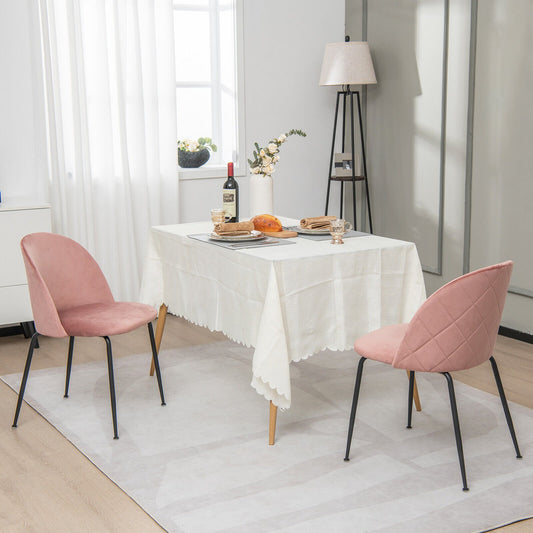 Set of 2 Upholstered Velvet Dining Chair with Metal Base for Living Room, Pink - Gallery Canada