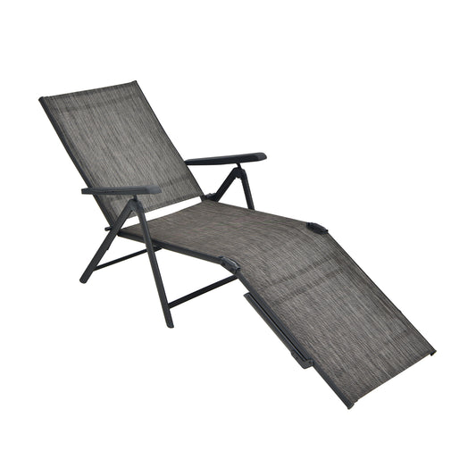 Foldable Chaise Lounge Chair With Backrest And Footrest, Gray Outdoor Chaise Lounges Gray at Gallery Canada