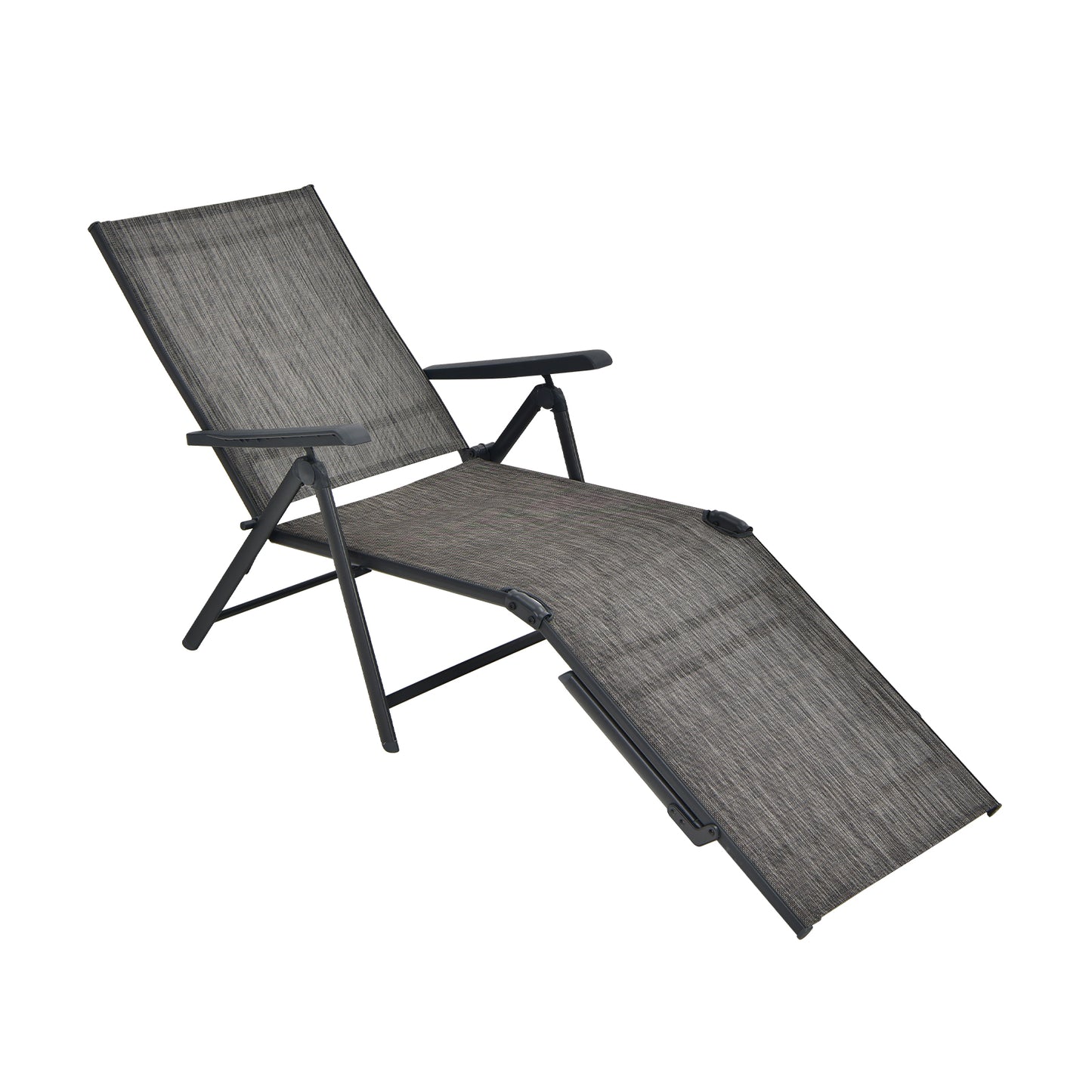 Foldable Chaise Lounge Chair With Backrest And Footrest, Gray Outdoor Chaise Lounges Gray at Gallery Canada