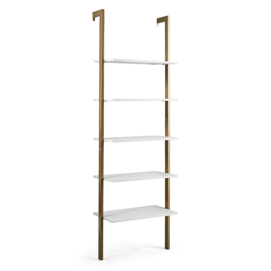 5-Tier Wood Look Ladder Shelf with Metal Frame for Home, Bronze - Gallery Canada