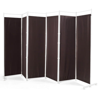 6-Panel Room Divider Folding Privacy Screen, Brown Room Dividers Brown at Gallery Canada