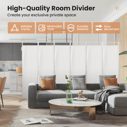 6-Panel Room Divider Folding Privacy Screen, White Room Dividers at Gallery Canada