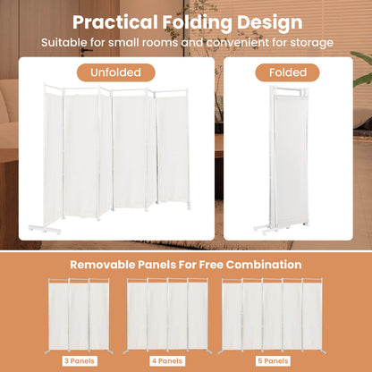 6-Panel Room Divider Folding Privacy Screen, White Room Dividers at Gallery Canada
