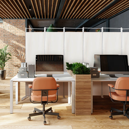 6-Panel Room Divider Folding Privacy Screen, White Room Dividers at Gallery Canada