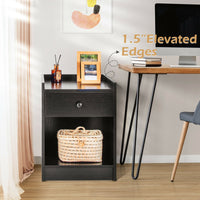 Thumbnail for Set of 2 Nightstand with Drawer Cabinet End Side Table Raised Top - Gallery View 9 of 12
