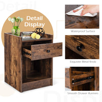 Thumbnail for Set of 2 Nightstand with Drawer Cabinet End Side Table Raised Top - Gallery View 13 of 13