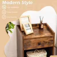 Thumbnail for Set of 2 Nightstand with Drawer Cabinet End Side Table Raised Top - Gallery View 12 of 13