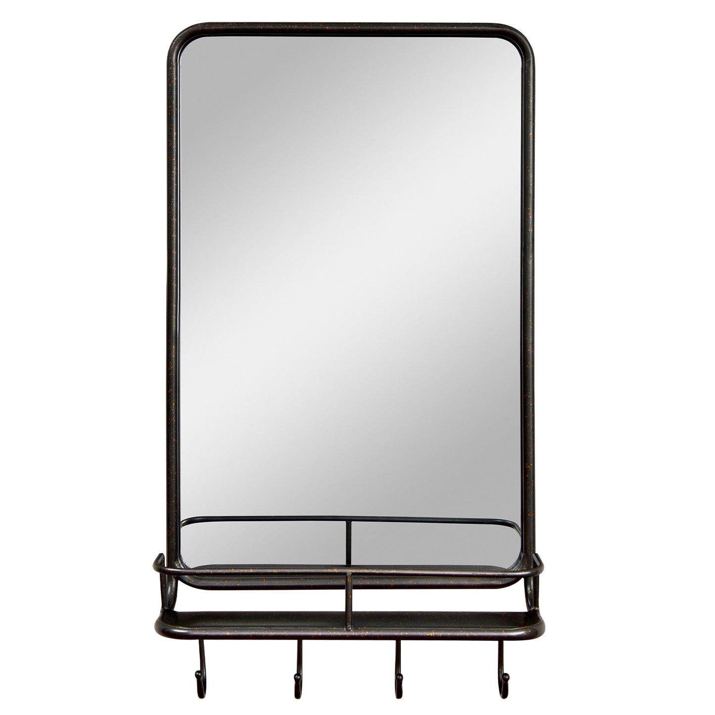 Wall Bathroom Mirror with Shelf Hooks Sturdy Metal Frame for Bedroom Living Room, Black Wall Mirrors at Gallery Canada