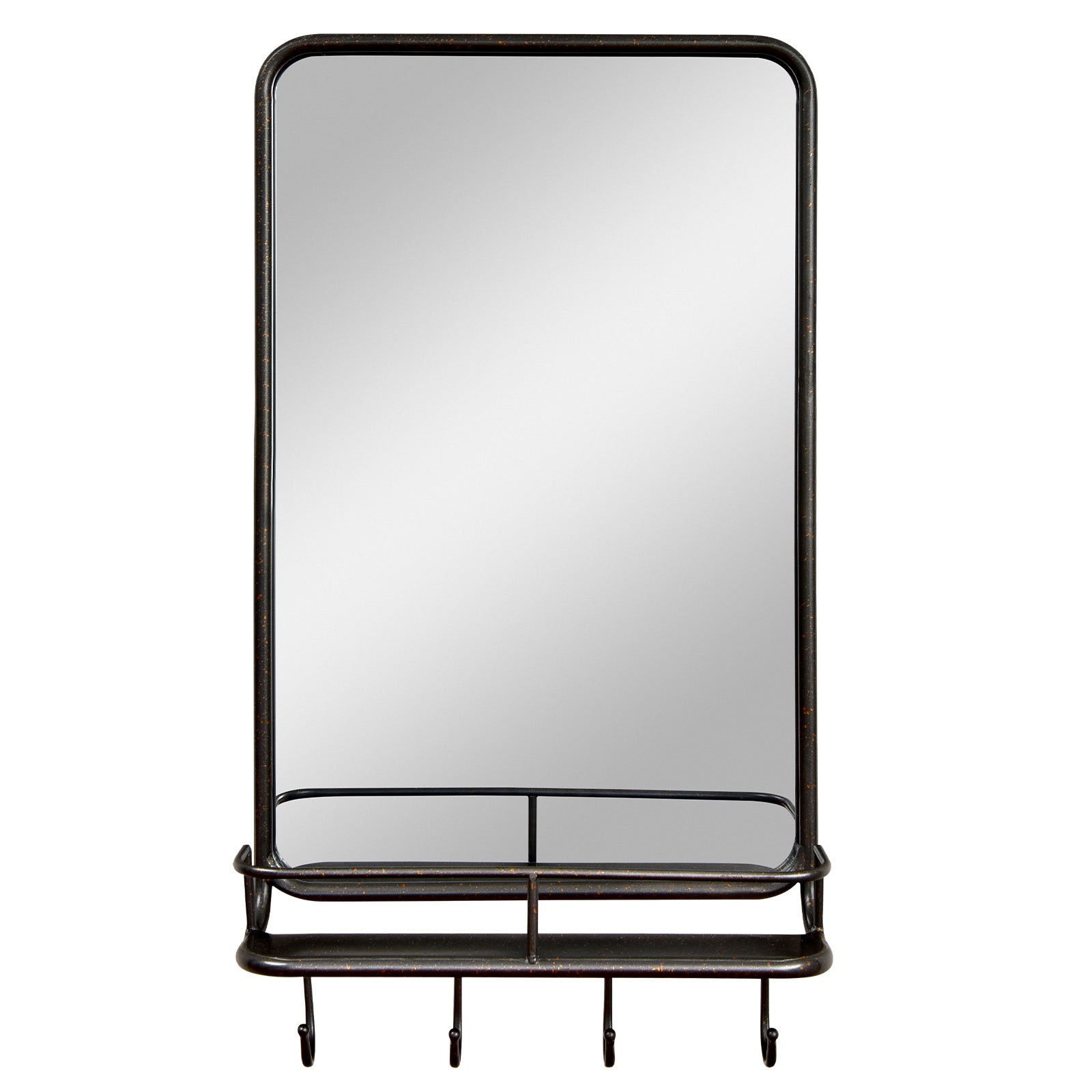 Wall Bathroom Mirror with Shelf Hooks Sturdy Metal Frame for Bedroom Living Room, Black Wall Mirrors at Gallery Canada