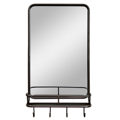 Wall Bathroom Mirror with Shelf Hooks Sturdy Metal Frame for Bedroom Living Room, Black Wall Mirrors Black at Gallery Canada