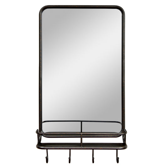 Wall Bathroom Mirror with Shelf Hooks Sturdy Metal Frame for Bedroom Living Room, Black Wall Mirrors Black at Gallery Canada
