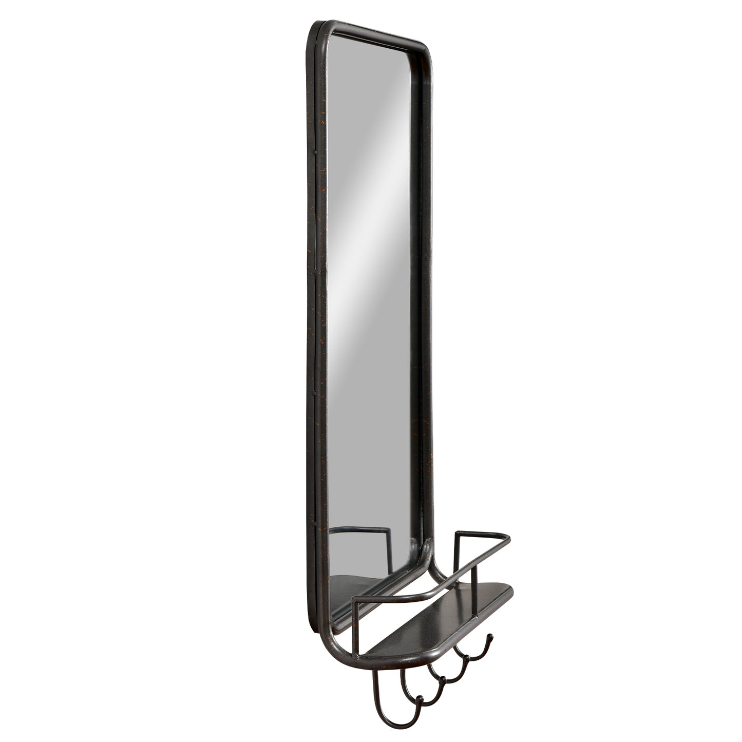 Wall Bathroom Mirror with Shelf Hooks Sturdy Metal Frame for Bedroom Living Room, Black Wall Mirrors at Gallery Canada
