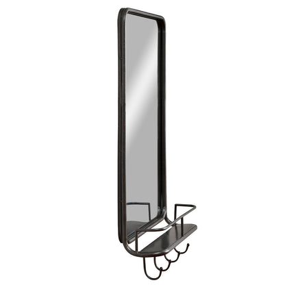 Wall Bathroom Mirror with Shelf Hooks Sturdy Metal Frame for Bedroom Living Room, Black Wall Mirrors at Gallery Canada