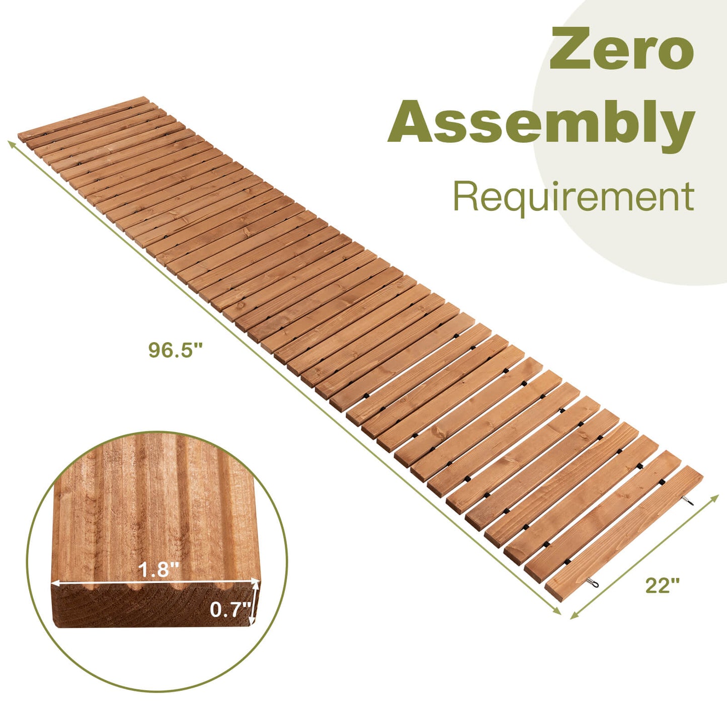 8 Feet Roll-Out Weather-Resistant Patio Hardwood Pathway, 22 Inch, Brown Decorative Fencing & Flooring at Gallery Canada